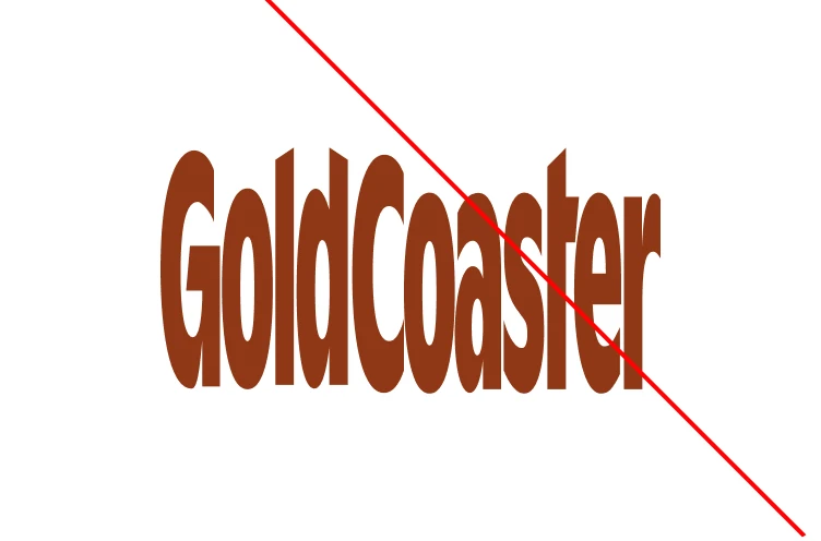 Incorrect stretched GoldCoaster wordmark example