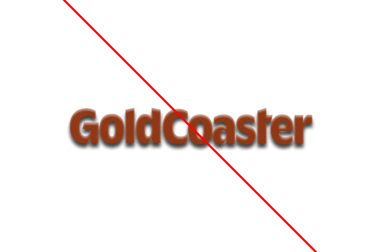 Incorrect GoldCoaster wordmark with effects example