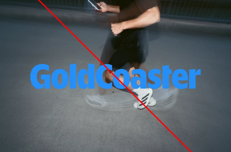 Incorrect GoldCoaster wordmark on a low-legibility background