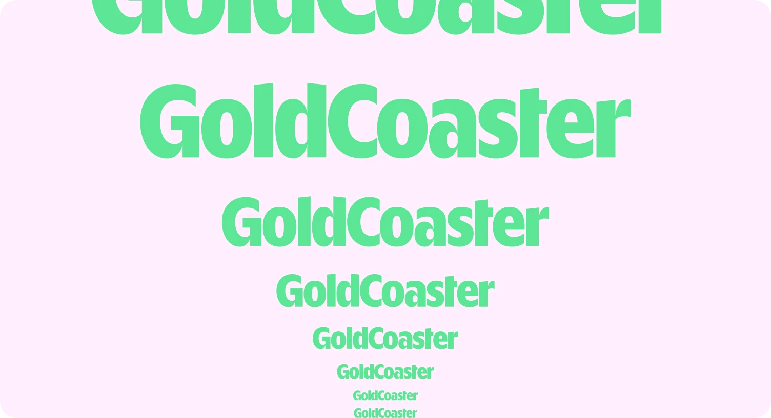 GoldCoaster wordmark shown at reducing sizes
